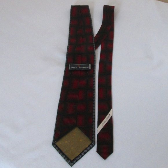 Stacy Adams Red and Black Tie w\ Silver Decor and Accents. - Picture 2 of 3